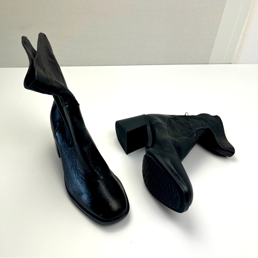 Kelsi Dagger Island Black Leather Booties Womens Size 6.5 Heeled Zipper *FLAWED